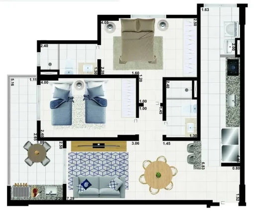 Imagem Apartamento a venda em Praia Grande de 02 dormitório, Aviação,