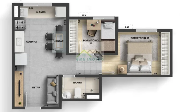 Imagem Parque Brito III - Apartamento 2 quartos