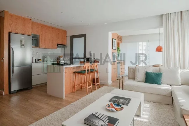 Imagem Apartamento para locação de alto padrão no Jardim América: 1 quarto, 1 suíte, 2 salas, 2 banheiros, 2 vagas, 70m².