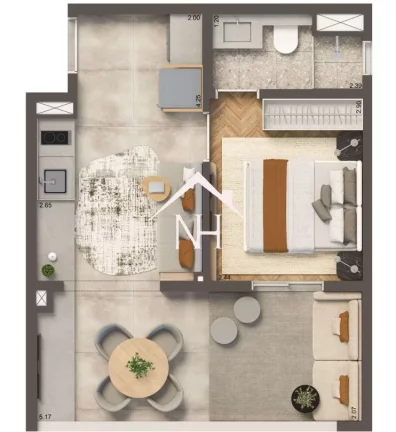 Imagem Apartamento no Brooklin de 35m c/ 1 dormitório integrado ao terraço, churrasqueira, piscina, bicicletário, coworking, fitness, lavanderia, beach tenis