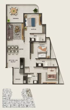Foto do imóvel: Studio à venda, 41 m² por R$ 648.089, 04 - Intermares - Cabedelo/PB em Não informado