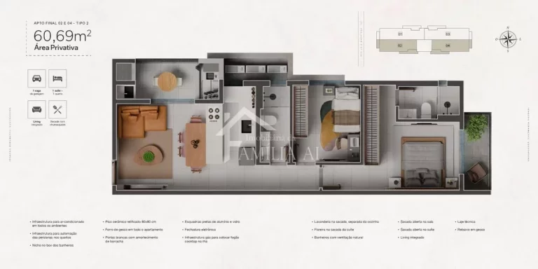 Imagem APARTAMENTO COM 1 SUÍTE + 1 QUARTO NO COSTA E SILVA