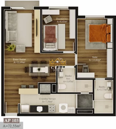Imagem Apartamento com 2 Dormitorio(s) localizado(a) no bairro Prinstrop em Gramado / RIO GRANDE DO SUL Ref.:1441