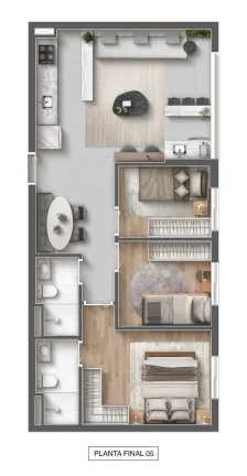 Imagem Apartamento - 56M², 3 Dorms, 1 Suíte, 1 Vaga.
