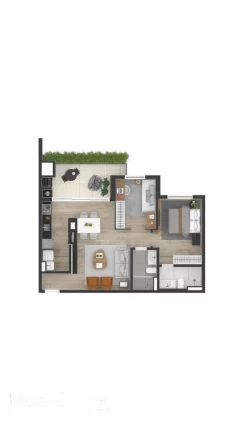 Imagem Apartamento para Venda em Curitiba, Centro, 2 dormitórios, 1 suíte, 2 banheiros, 1 vaga