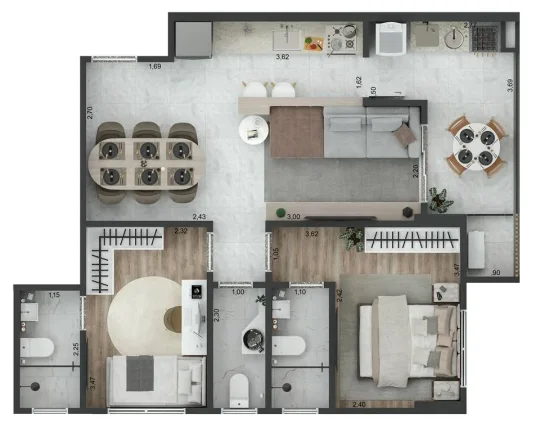 Imagem APARTAMENTO COM 63.6 m² - GUILHERMINA - PRAIA GRANDE SP