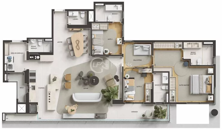 Imagem Apartamento de luxo à venda em Campo Grande-MS, no Jardim dos Estados: 3 quartos, 3 suítes, 2 salas, 2 vagas, 173m².