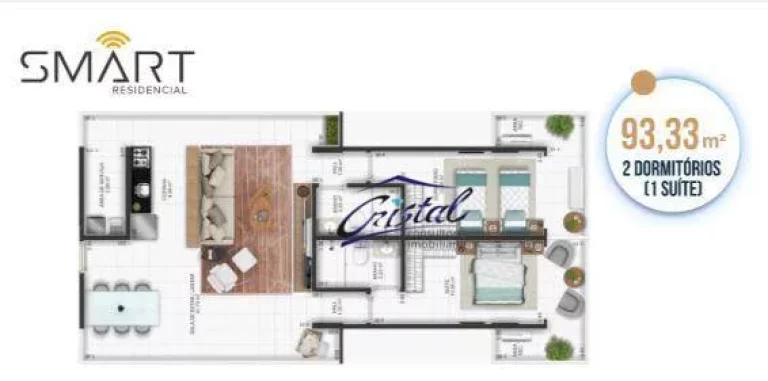 Imagem Apartamento com 2 dormitórios à venda, 93 m² por R$ 699.980 - Guilhermina - Praia Grande/SP