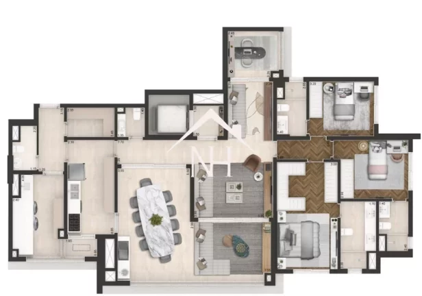 Imagem apartamento de 178m no Brooklin c/3 suítes,2 vagas,terraço gourmet,brinquedoteca,piscinas,salão de festas,playground,quadra de tênis,fitness,lounge