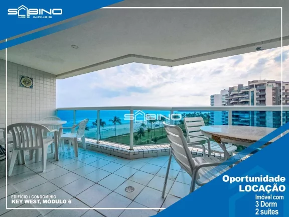 Imagem Apartamento Frontal para Locação temporada na Riviera, com 3 dormitórios 2 suítes, atende até 8 pessoas