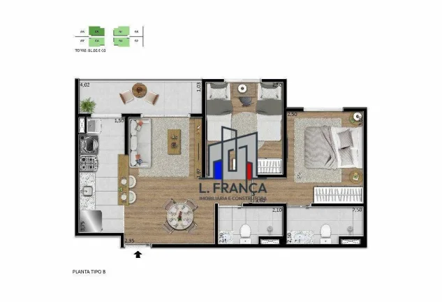 Imagem Apartamento com 2 dormitórios à venda, 48 m² por R$ 372.000,00 - Praia do Futuro I - Fortaleza/CE