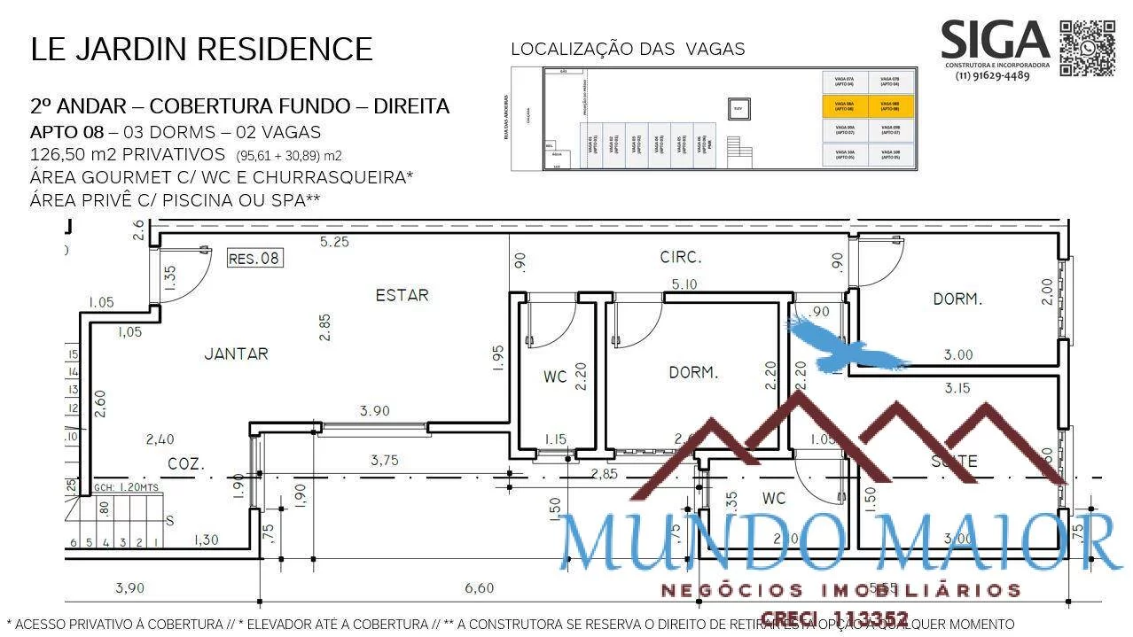 Imagem APTO TIPO E COBERTURA /ELEVADOR -BAIRRO JARDIM -128m2!