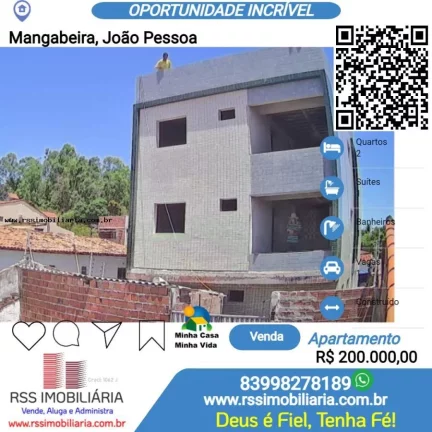 Apartamento com 2 Qtos à venda em Mangabeira, Joãoa Pessoa/PB