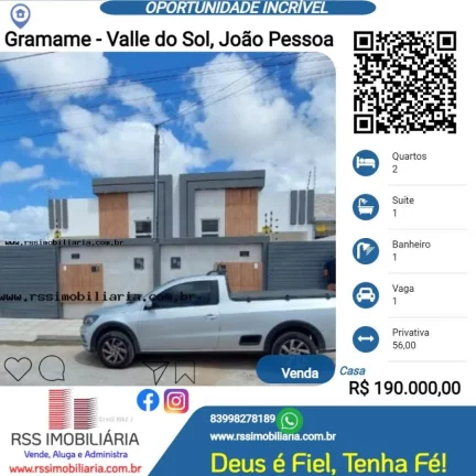 Casa para vender no Vale do Sol, Gramame - João Pessoa/PB