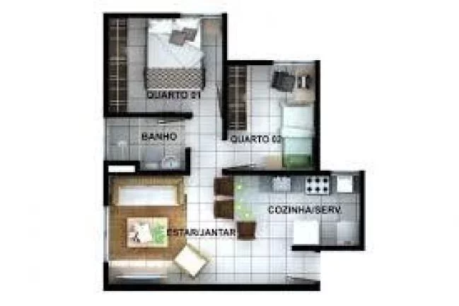 Imagem Apartamento 2 Quartos para Venda, Pedra Mole, 2 dormitórios, 1 banheiro, 1 vaga