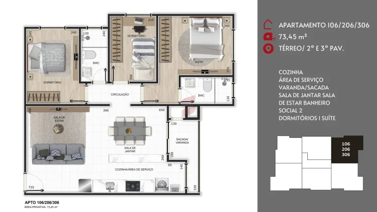 Imagem APARTAMENTO à venda com 62.38m² por R$ 368.000,00 no bairro Centro - PINHAIS / PR