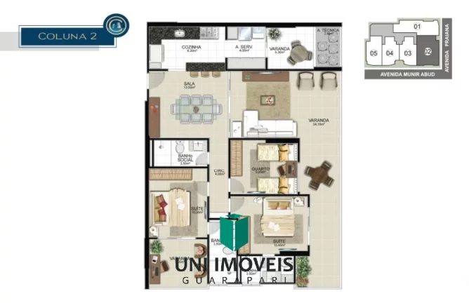Imagem Apartamento de 3 quartos sendo 2 suítes e 2 vagas, 123M² a venda na Praia do Morro.