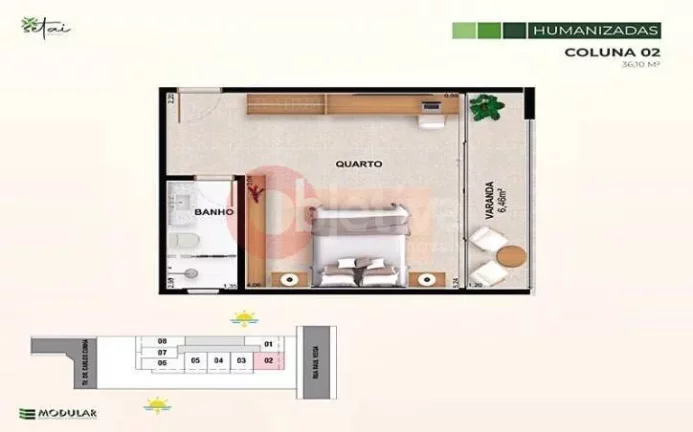 Imagem Flat com 1 dormitório à venda, 32 m² - Centro - Cabo Frio/RJ