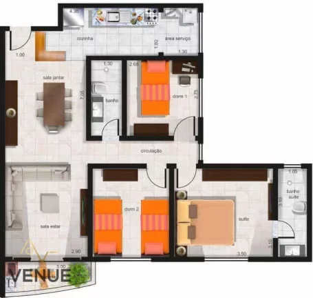 Imagem Apartamento com 3 dormitórios à venda, 82 m² por R$ 603.000,00 - Parque das Nações - Santo André/SP
