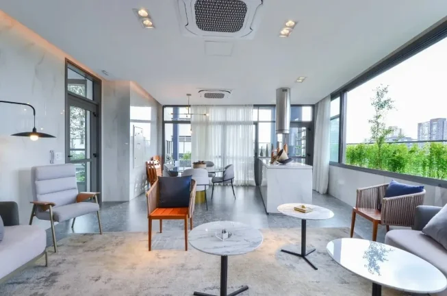 Imagem Studio 24M², 1Q, 1 Banheiro, Academia, Piscina, Churrasqueira, Salão de Festas, Espaço Gourmet, Lavanderia Coletiva, Coworking, Espaço Família.