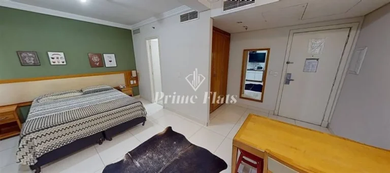 Imagem Flat disponível para locação no Quality Suites Oscar Freire em Pinheiros, com 32m², 1 dormitório e 1 vaga