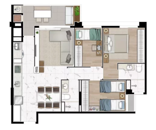 Imagem Apartamento 3 quartos no Cristo Rei