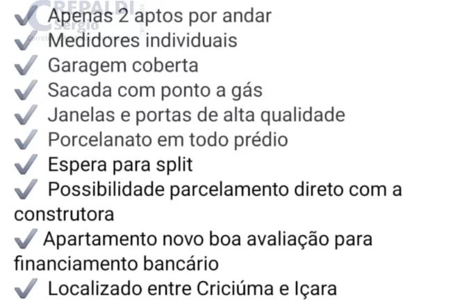 Imagem Apartamento dois dormitórios Bairro Prospera Criciúma Sc.