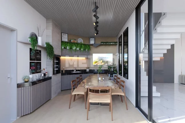 Imagem Casa primeiro andar, Forro de madeira na Área Gourmet e fachada Fachada com det