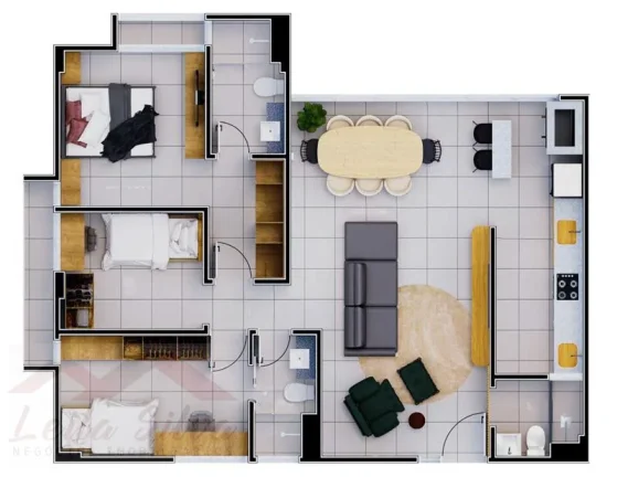 Imagem Apartamento 3 dormitórios para Venda em Teresina, Noivos, 3 dormitórios, 2 suítes, 3 banheiros, 2 vagas