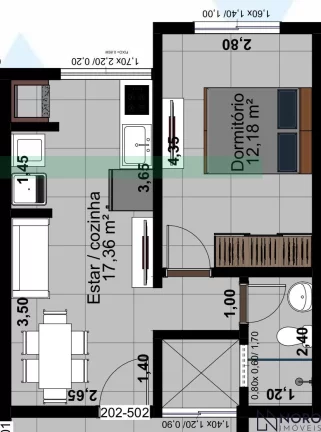 Imagem Apartamento 1 dormitório novo no Bairro Rosário perto da UFN