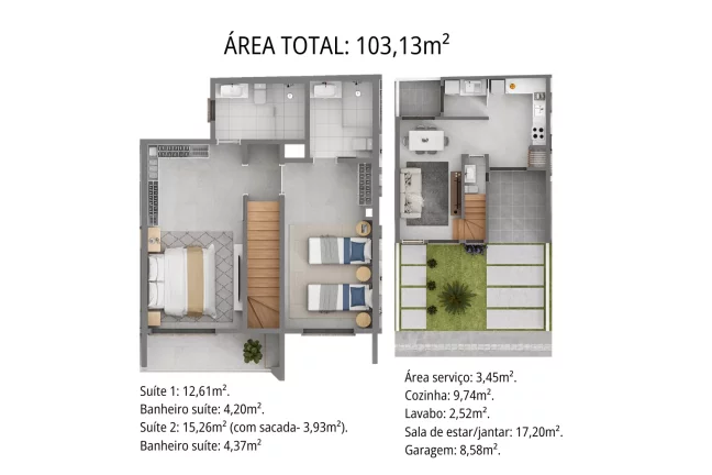 Imagem Duplex à venda em Torres, Igra Sul, com 2 quartos, 101,58m²