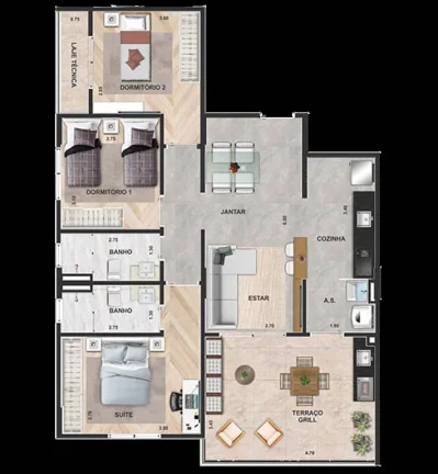 Imagem APARTAMENTO COM 95.75 m² - JARDIM LAS PALMAS - GUARUJA SP