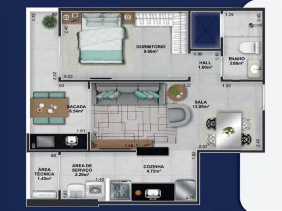 Imagem Apartamento com 1 dormitório à venda, 47 m² por R$ 379.330 - Boqueirão - Praia Grande/SP