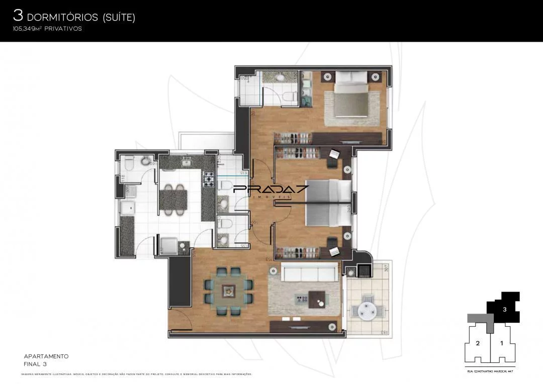 Imagem Apartamento com 3 Dormitorio(s) localizado(a) no bairro Juvevê em Curitiba / PARANA Ref.:8