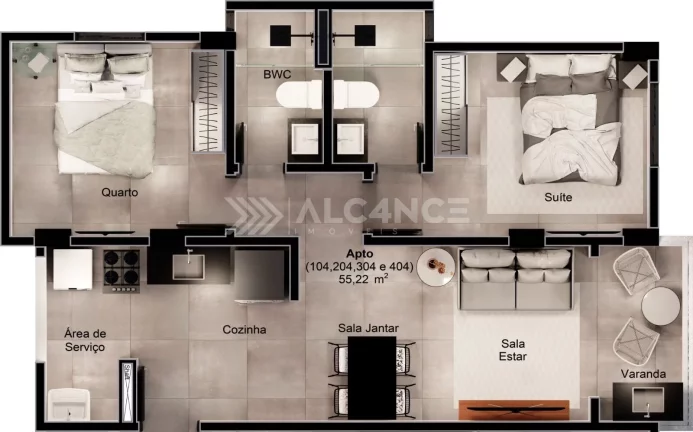 Imagem Apto- 2 Quartos- 1 Suite- 54,86m² - Intermares, Cabedelo/PB