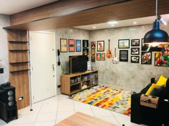 Imagem Studio bem distribuído, 1 dormitório, 1 banheiro, sala, home office, cozinha americana, quarto e c...