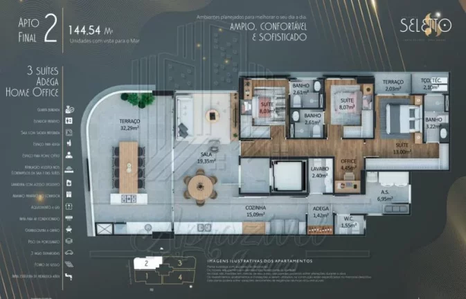 Imagem Apartamento na Planta para Venda em Praia Grande, Canto do Forte, 3 dormitórios, 3 suítes, 1 banheiro