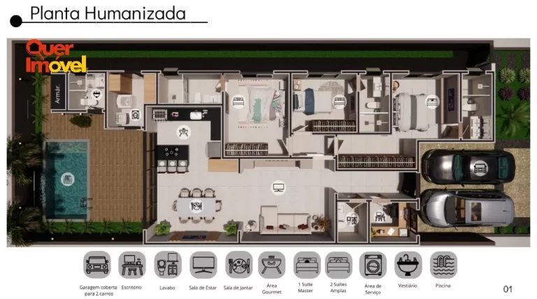 Imagem Casa em condomínio à venda em Ribeirão Preto-SP, bairro Quinta da Mata: 3 quartos, 3 suítes, 5 banheiros, 169m².