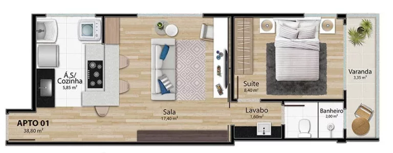 Imagem APARTAMENTO COM 1 QUARTO NA MATA DA PRAIA / VITÓRIA - ES
