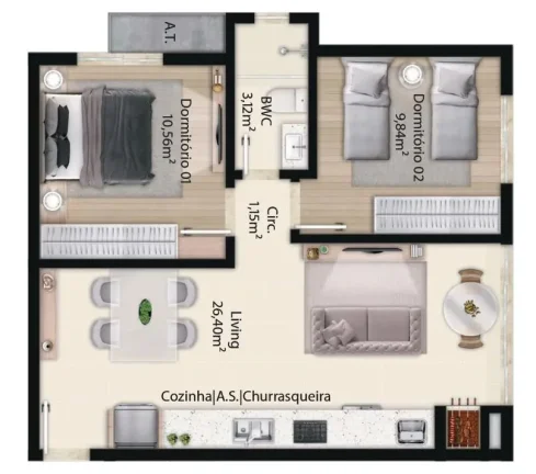 Imagem Apartamento 2 Dormitórios para venda em Itapema - SC