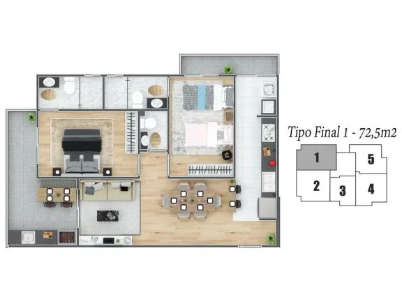Imagem APARTAMENTO COM 72.05 m² - MARACANÃ - PRAIA GRANDE SP