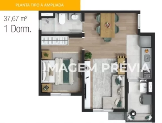 Imagem Apartamento à venda no Jardim Elvira, Osasco-SP com 2 quartos, 1 banheiro e 37,00 m² de área - Condomínio Vila Eco Park.