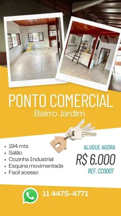 Imagem Casa Comercial para Alugar com 194m²!!!