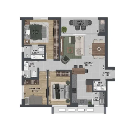 Imagem Apartamento 3 Dormitórios para venda em Florianópolis - SC
