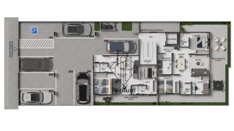 Imagem Apartamento térreo com área privativa em U a 600m da praia do Bessa - AP2328