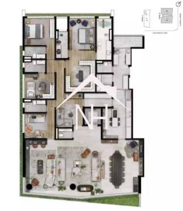 Imagem Apartamento de 322m c/4suítes (1 master), 4 vagas c/carregador p/carro elétrico,terraçogourmet brinquedoteca,piscina, fitness, lounge festas,jardim