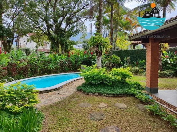 Imagem Casa para Aluguel de Temporada em Juquehy, 450 metros da praia, piscina, churrasqueira, 5 dormitórios, Max 14 pessoas | Juquehy Imobiliária