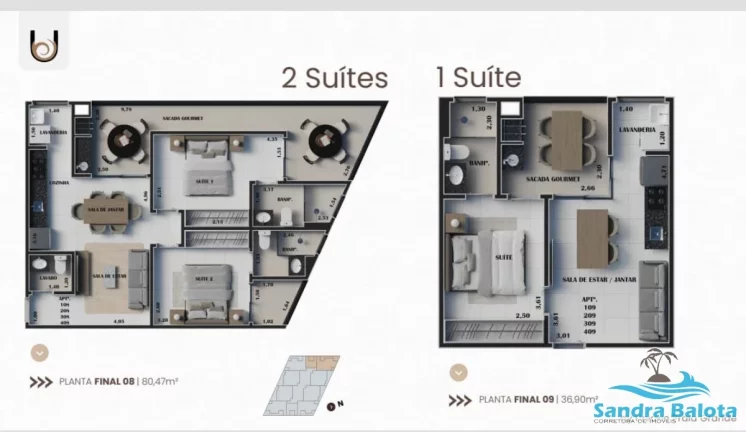 Imagem Apartamentos com 1 suíte e 2 suítes/ Praia Grande-Ubatuba