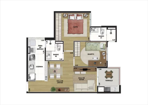 Imagem Apartamento à venda em Santo André-SP Vila Tibiriçá 2 quartos 1 suíte 2 banheiros 1 vaga 55,00 m² Condomínio Residencial Colorino Di Antinori