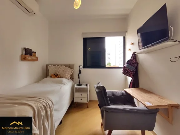 Imagem Apartamento Vila Olímpia com 65 m², Sala com Varanda, 2 Dormitórios, Ar Condicionado, 1 Vaga, Edifício com Portaria 24 hs